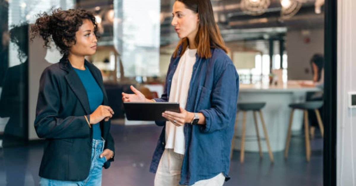 Professional business casual attire for men and women in modern workplace