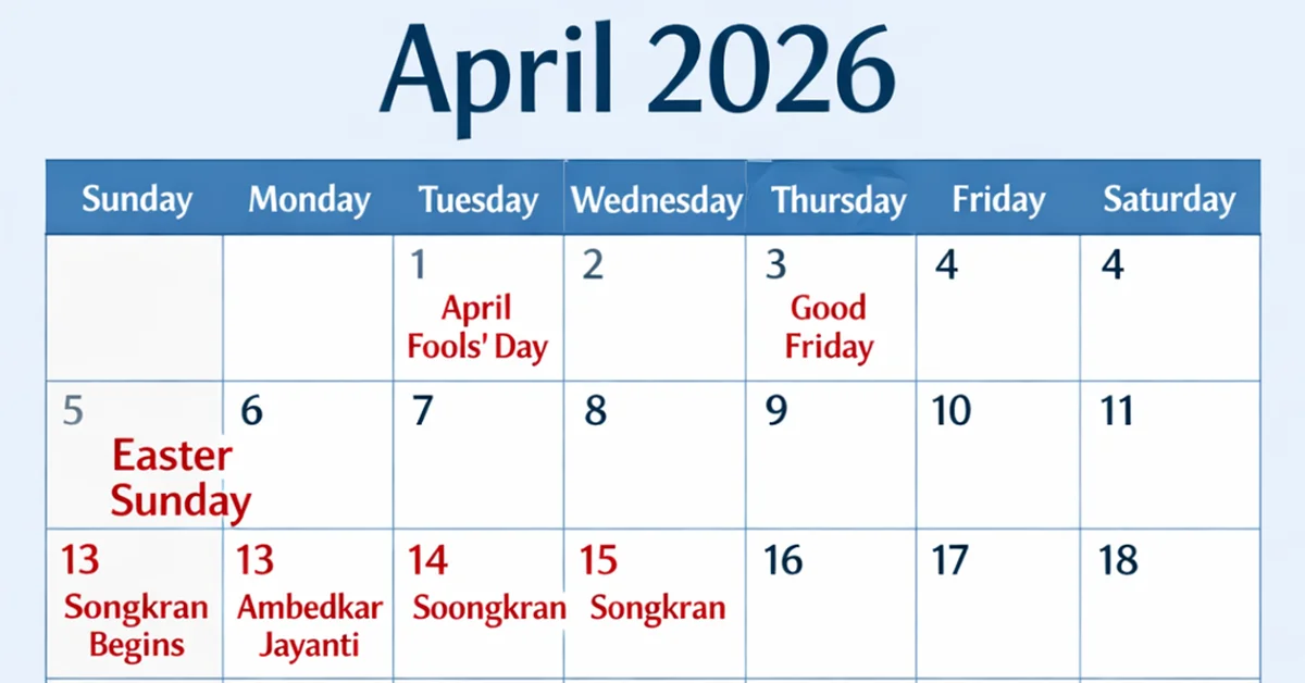 april 2026 calendar